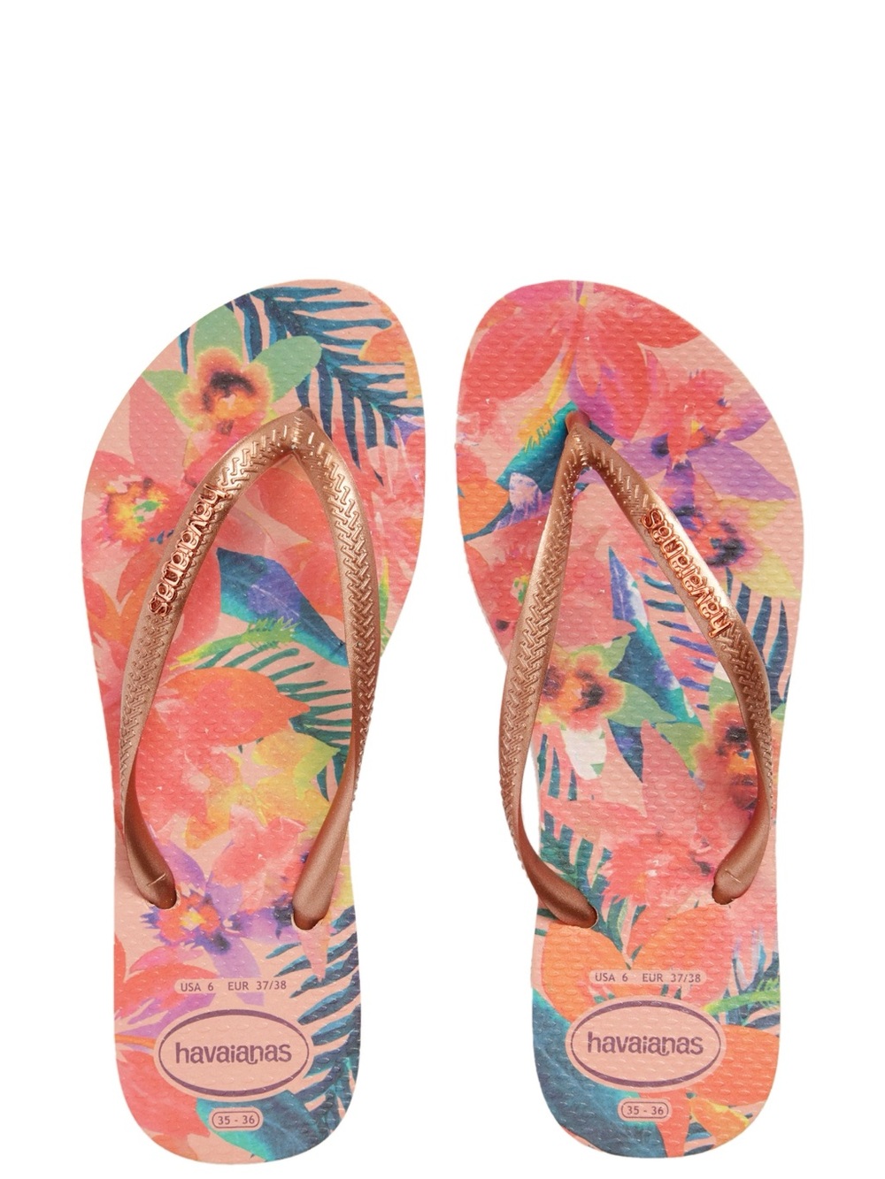 Havaianas Floral Flip Flop rose gold bronze Straps - Pink multicolor Tropical